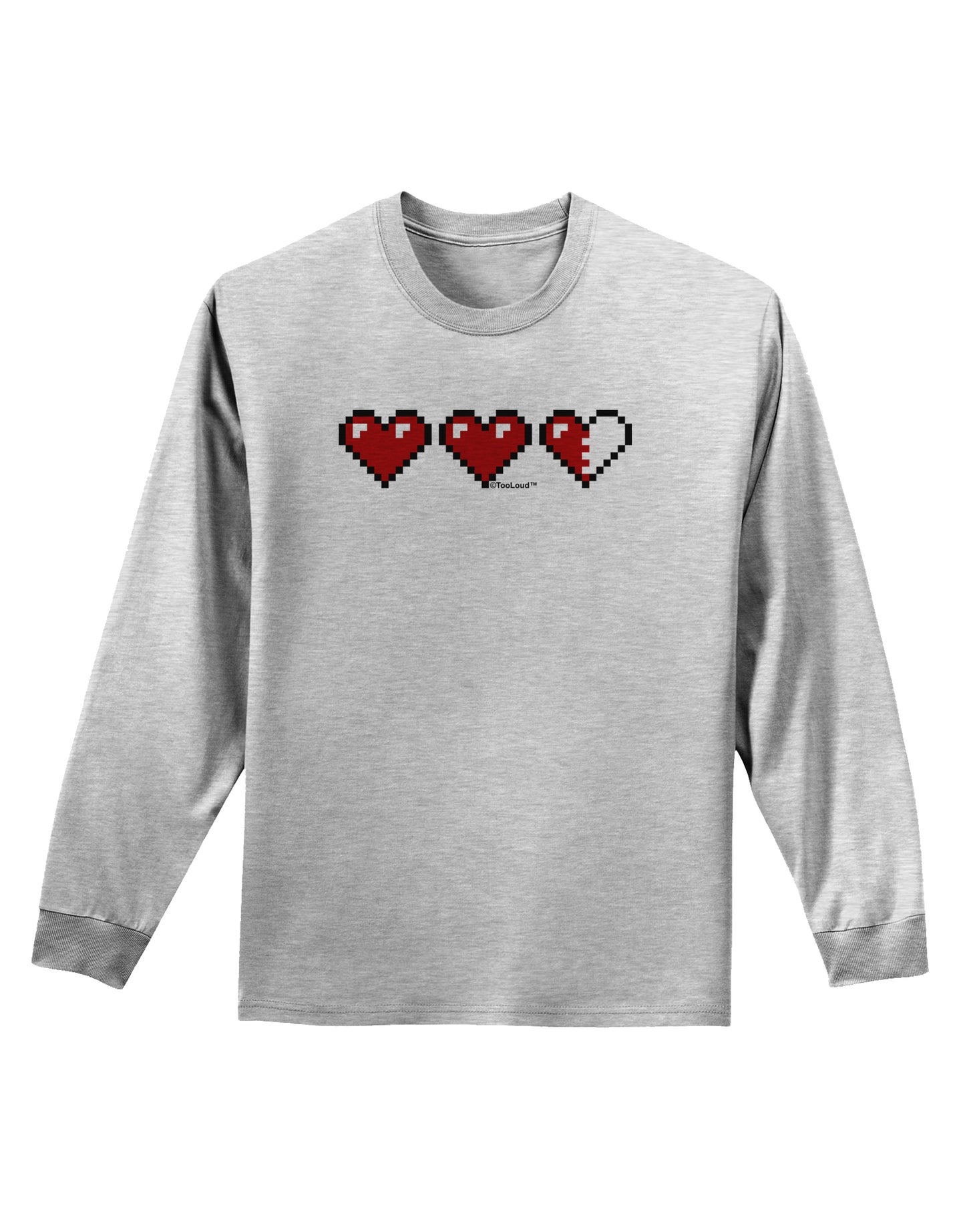 Couples Pixel Heart Life Bar - Left Adult Long Sleeve Shirt by TooLoud-Long Sleeve Shirt-TooLoud-AshGray-Small-Davson Sales