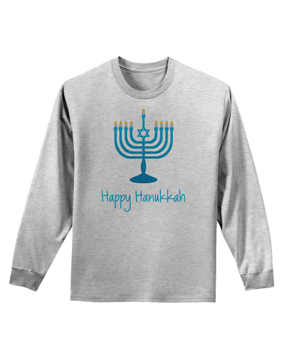 Happy Hanukkah Menorah Adult Long Sleeve Shirt-Long Sleeve Shirt-TooLoud-AshGray-Small-Davson Sales