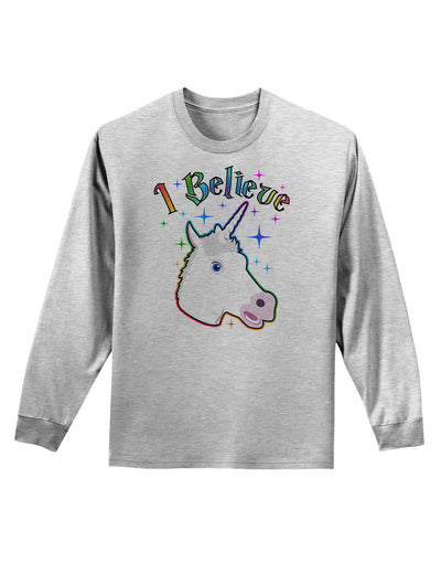 I Believe in Unicorns Adult Long Sleeve Shirt-Long Sleeve Shirt-TooLoud-AshGray-Small-Davson Sales