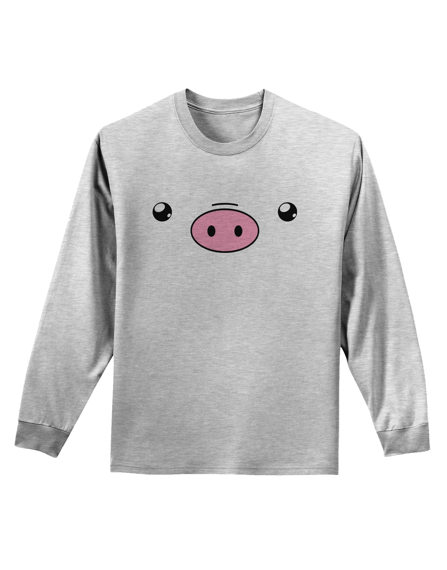 Kyu-T Face - Oinkz the Pig Adult Long Sleeve Shirt-Long Sleeve Shirt-TooLoud-AshGray-Small-Davson Sales