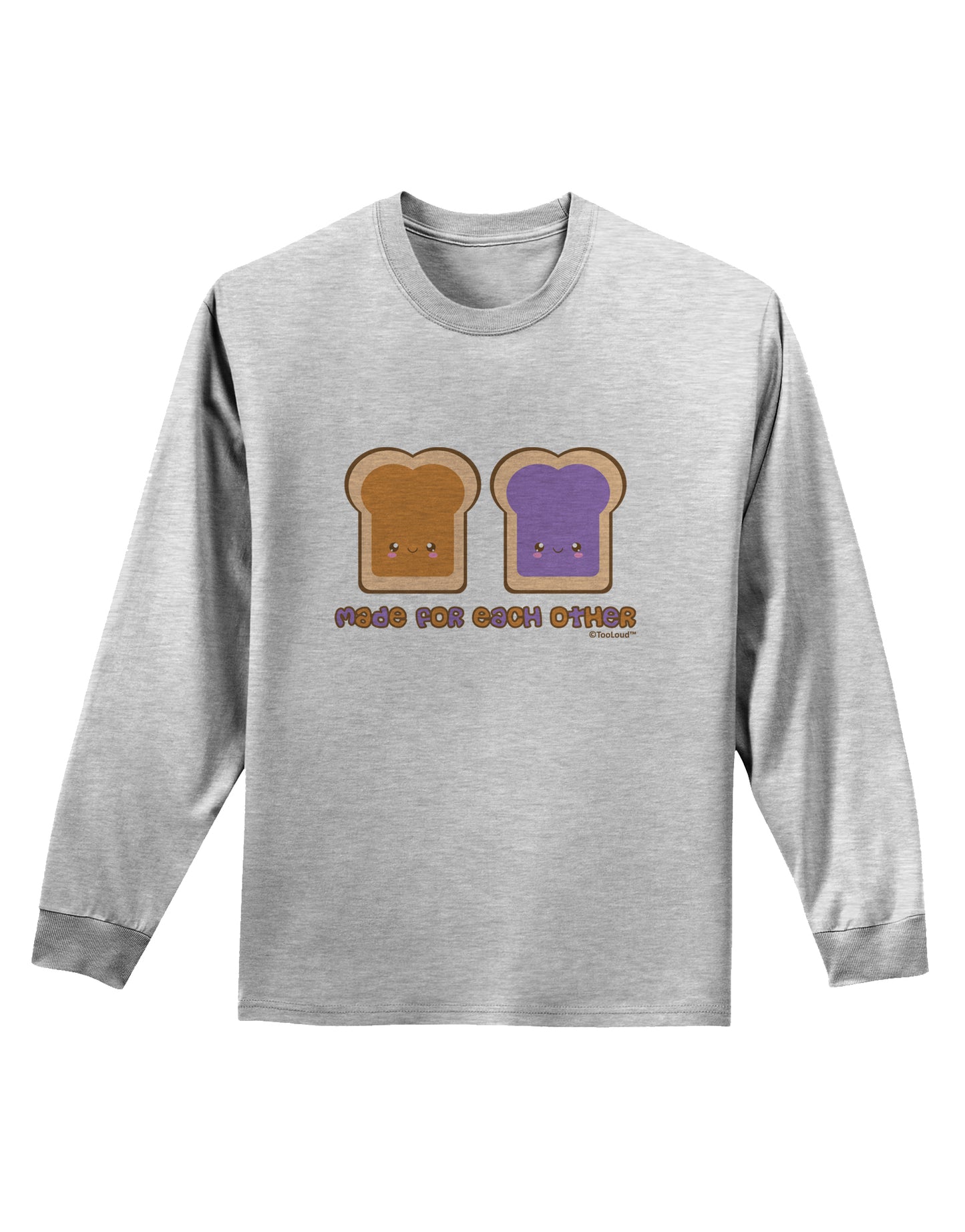 Cute PB and J Design - Made for Each Other Adult Long Sleeve Shirt by TooLoud-Long Sleeve Shirt-TooLoud-AshGray-Small-Davson Sales