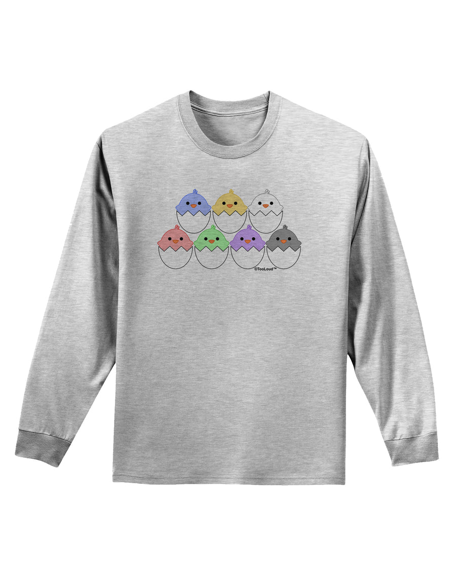 Cute Hatching Chicks Group Adult Long Sleeve Shirt by TooLoud-Long Sleeve Shirt-TooLoud-White-Small-Davson Sales