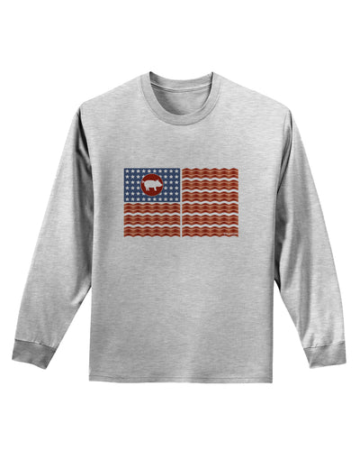 American Bacon Flag Adult Long Sleeve Shirt-Long Sleeve Shirt-TooLoud-AshGray-Small-Davson Sales