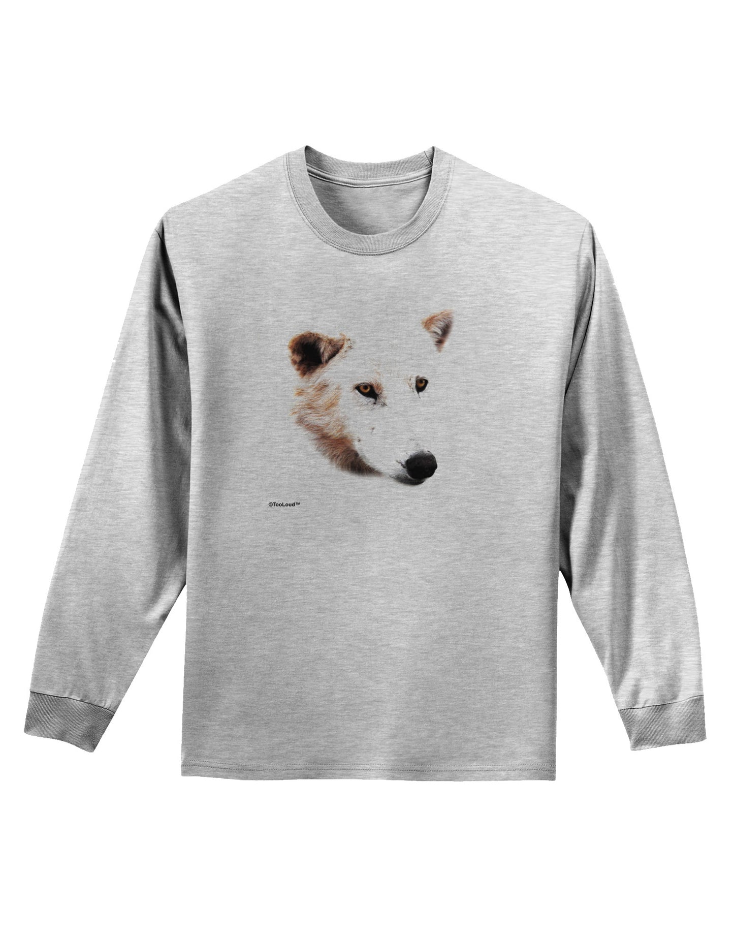 White Wolf Head Cutout Adult Long Sleeve Shirt-Long Sleeve Shirt-TooLoud-AshGray-Small-Davson Sales