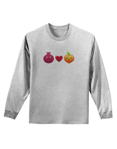 Pomegranate Heart Peach Adult Long Sleeve Shirt-Long Sleeve Shirt-TooLoud-AshGray-Small-Davson Sales