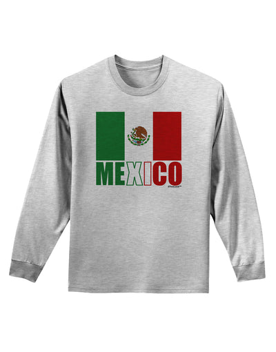 Mexican Flag - Mexico Text Adult Long Sleeve Shirt by TooLoud-Long Sleeve Shirt-TooLoud-AshGray-Small-Davson Sales