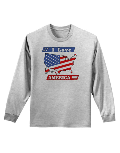 I Love America Adult Long Sleeve Shirt-Long Sleeve Shirt-TooLoud-AshGray-Small-Davson Sales