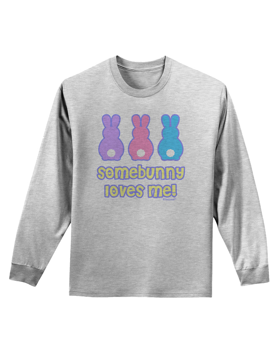 Three Easter Bunnies - Somebunny Loves Me Adult Long Sleeve Shirt by TooLoud-Long Sleeve Shirt-TooLoud-White-Small-Davson Sales