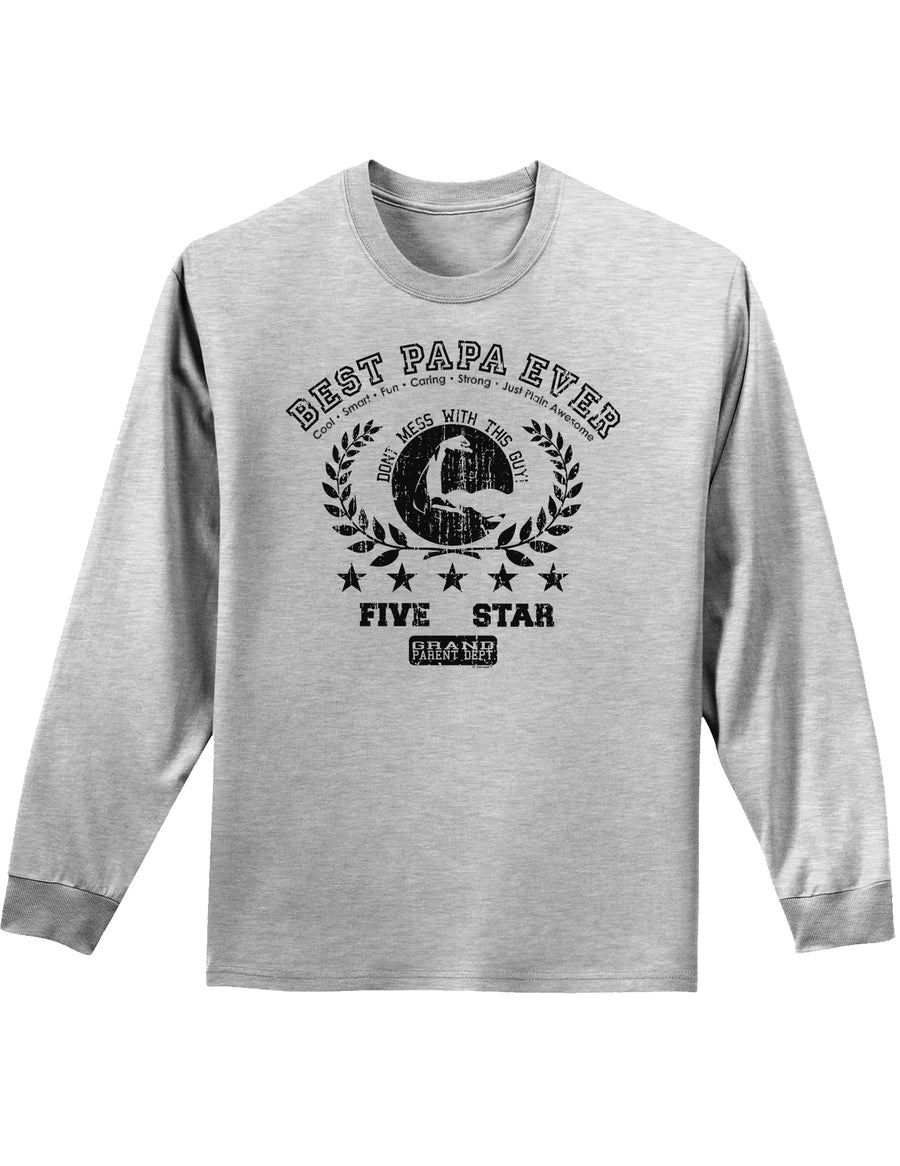 Best Papa Ever Distressed Collegiate Adult Long Sleeve Shirt-Long Sleeve Shirt-TooLoud-White-Small-Davson Sales