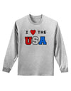 I Love Heart the USA Adult Long Sleeve Shirt-Long Sleeve Shirt-TooLoud-AshGray-Small-Davson Sales