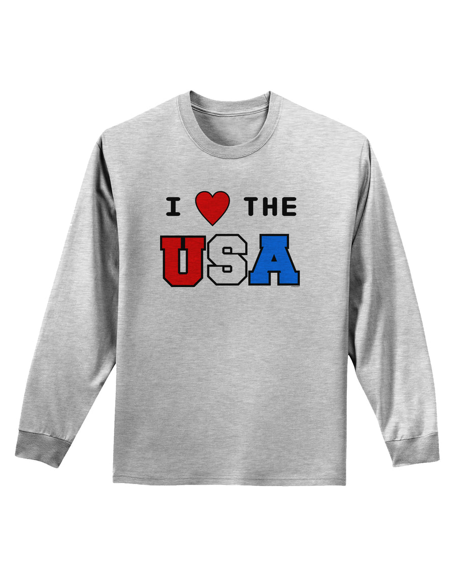 I Love Heart the USA Adult Long Sleeve Shirt-Long Sleeve Shirt-TooLoud-White-Small-Davson Sales