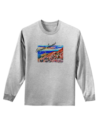 Colorado Mtn Sunset Bold WaterColor Adult Long Sleeve Shirt-Long Sleeve Shirt-TooLoud-AshGray-Small-Davson Sales