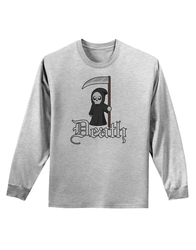 Cute Grim Reaper - Death Text Adult Long Sleeve Shirt-Long Sleeve Shirt-TooLoud-AshGray-Small-Davson Sales