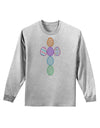 Easter Egg Cross Faux Applique Adult Long Sleeve Shirt-Long Sleeve Shirt-TooLoud-AshGray-Small-Davson Sales