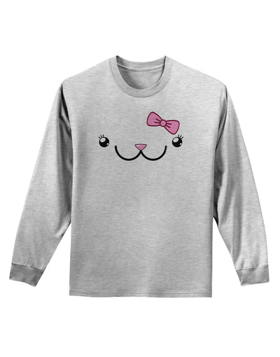 Kyu-T Face - Kawa Cute Girl Animal Adult Long Sleeve Shirt-Long Sleeve Shirt-TooLoud-AshGray-Small-Davson Sales