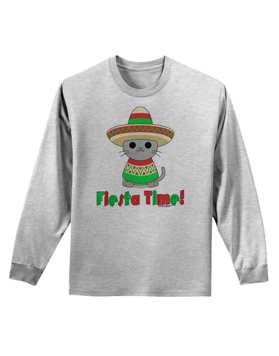 Fiesta Time - Cute Sombrero Cat Adult Long Sleeve Shirt by TooLoud-Long Sleeve Shirt-TooLoud-AshGray-Small-Davson Sales