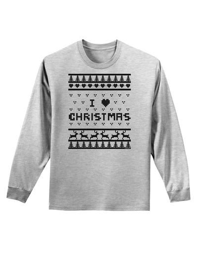 I Heart Christmas Ugly Christmas Sweater Adult Long Sleeve Shirt-Long Sleeve Shirt-TooLoud-AshGray-Small-Davson Sales