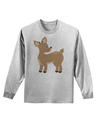 Cute Little Rudolph the Reindeer - Christmas Adult Long Sleeve Shirt by TooLoud-Long Sleeve Shirt-TooLoud-AshGray-Small-Davson Sales