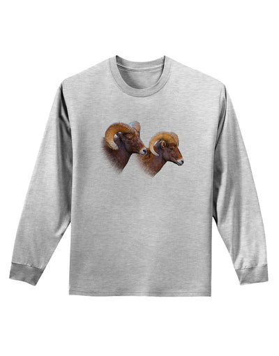 TooLoud Two Majestic Bighorn Rams Adult Long Sleeve Shirt-Long Sleeve Shirt-TooLoud-AshGray-Small-Davson Sales