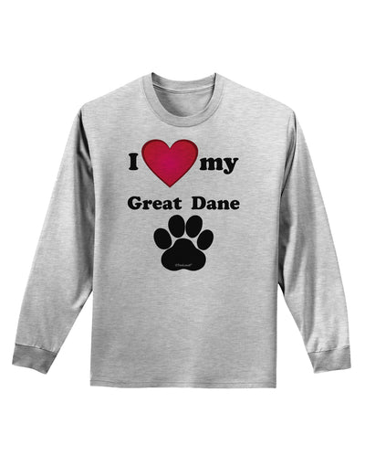 I Heart My Great Dane Adult Long Sleeve Shirt by TooLoud-TooLoud-AshGray-Small-Davson Sales