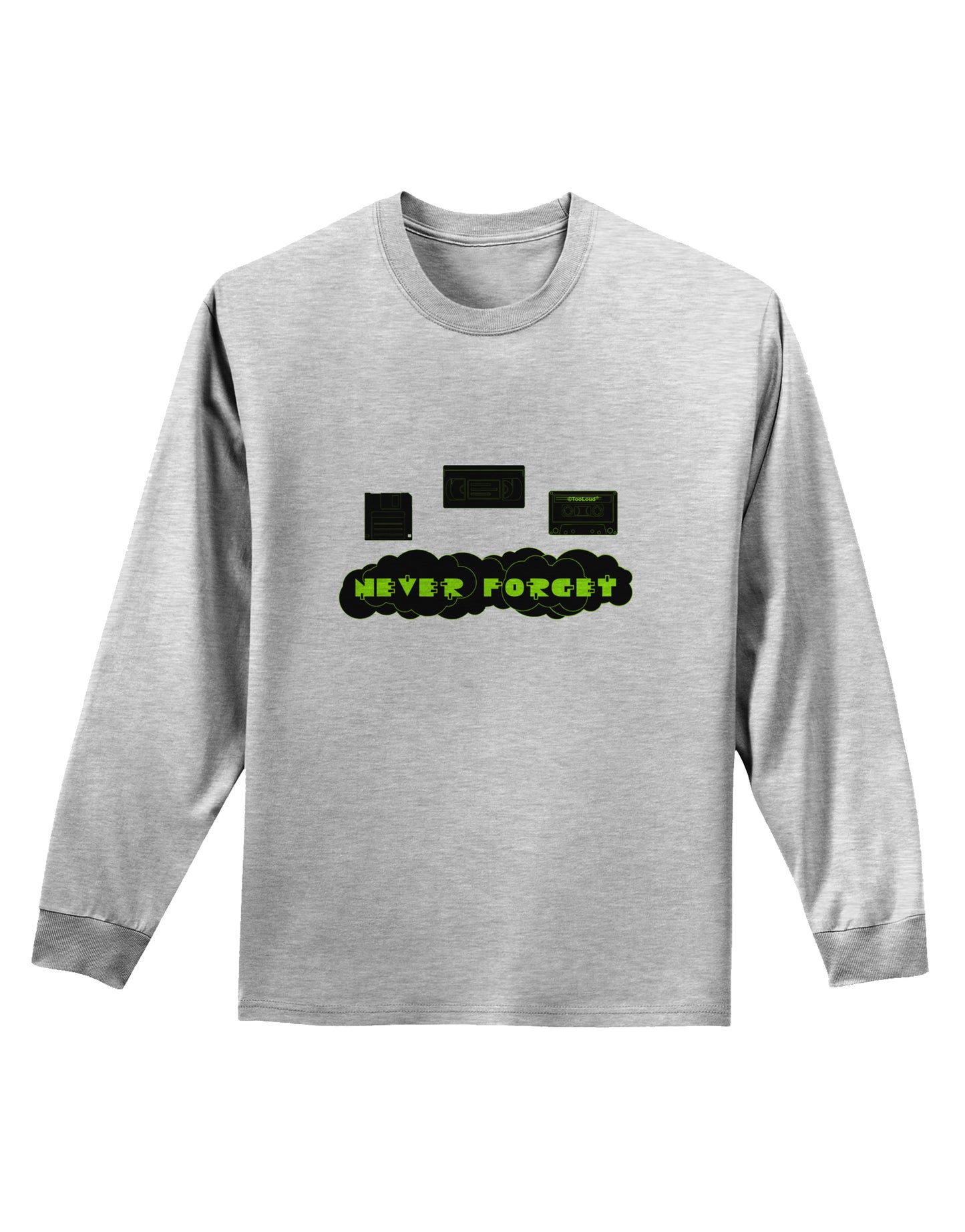Never Forget Retro 80's Funny Adult Long Sleeve Shirt by TooLoud-Long Sleeve Shirt-TooLoud-AshGray-Small-Davson Sales