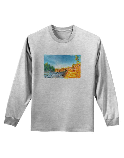 Castlewood Canyon Watercolor Adult Long Sleeve Shirt-Long Sleeve Shirt-TooLoud-AshGray-Small-Davson Sales