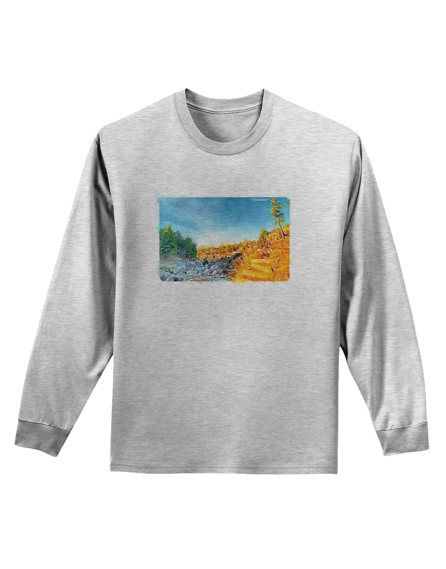 Castlewood Canyon Watercolor Adult Long Sleeve Shirt-Long Sleeve Shirt-TooLoud-White-Small-Davson Sales