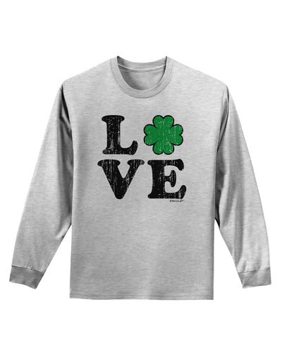 Irish Love - Distressed Adult Long Sleeve Shirt by TooLoud-Long Sleeve Shirt-TooLoud-AshGray-Small-Davson Sales