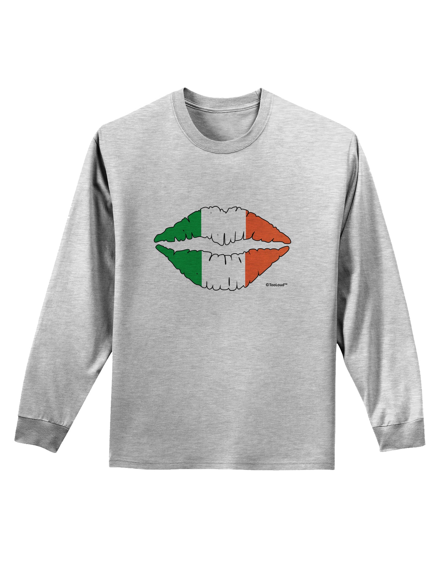 Irish Flag Kiss Adult Long Sleeve Shirt by TooLoud-Long Sleeve Shirt-TooLoud-AshGray-Small-Davson Sales
