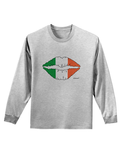 Irish Flag Kiss Adult Long Sleeve Shirt by TooLoud-Long Sleeve Shirt-TooLoud-AshGray-Small-Davson Sales