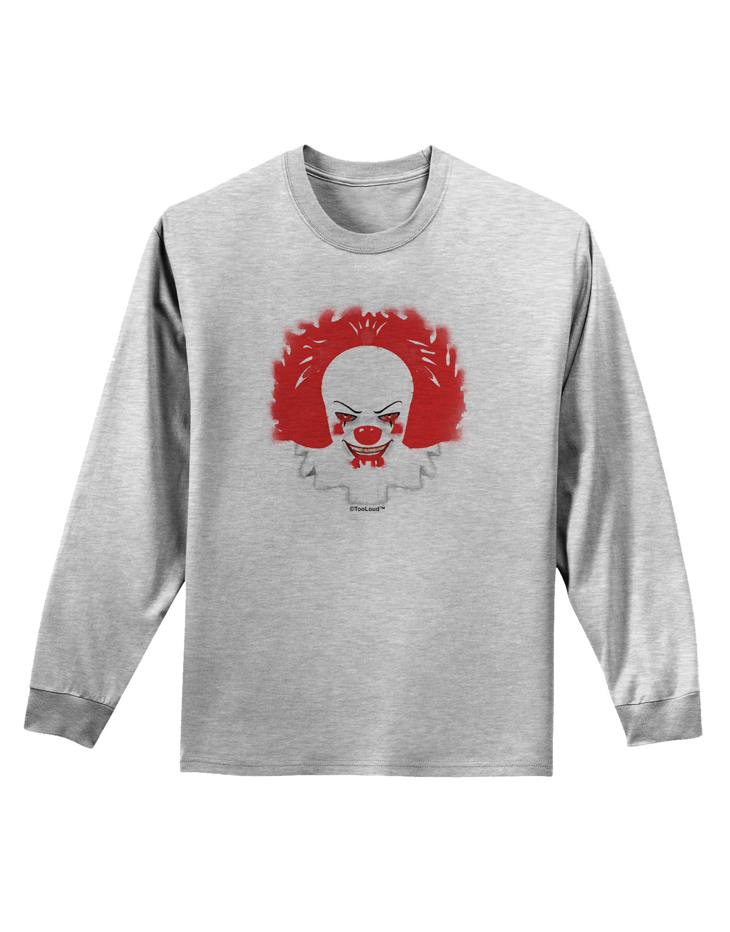 Extra Scary Clown Watercolor Adult Long Sleeve Shirt-Long Sleeve Shirt-TooLoud-AshGray-Small-Davson Sales