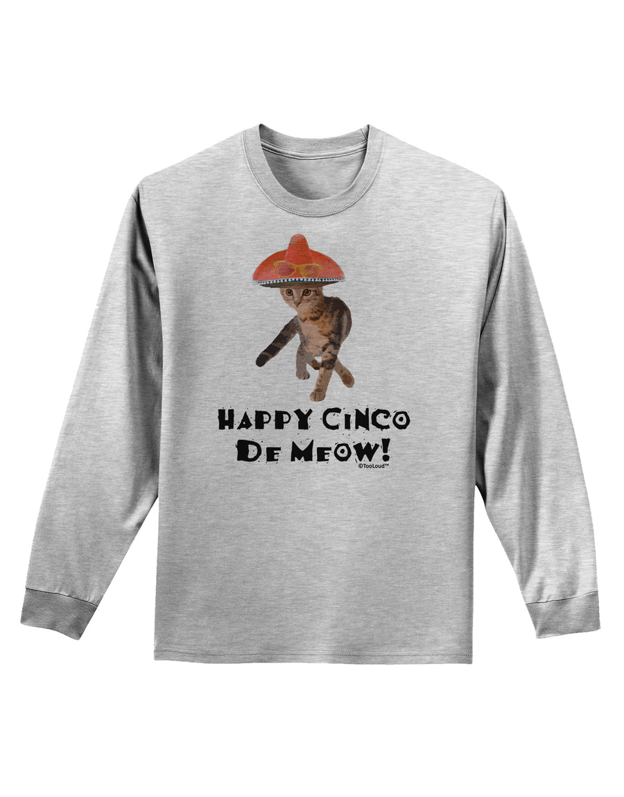 Cat with Pink Sombrero - Happy Cinco de Meow Adult Long Sleeve Shirt by TooLoud-Long Sleeve Shirt-TooLoud-White-Small-Davson Sales