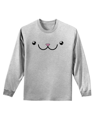 Kyu-T Face - Kawa the Cute Animal Adult Long Sleeve Shirt-Long Sleeve Shirt-TooLoud-AshGray-Small-Davson Sales