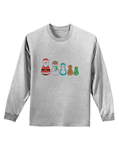 Cute Christmas Matryoshka Nesting Dolls Adult Long Sleeve Shirt-Long Sleeve Shirt-TooLoud-AshGray-Small-Davson Sales