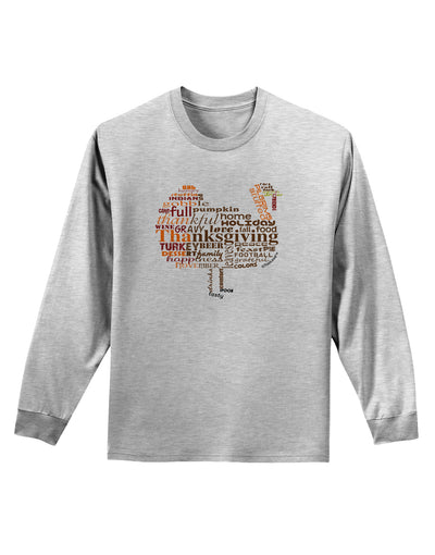 Turkey Typography Adult Long Sleeve Shirt-Long Sleeve Shirt-TooLoud-AshGray-Small-Davson Sales