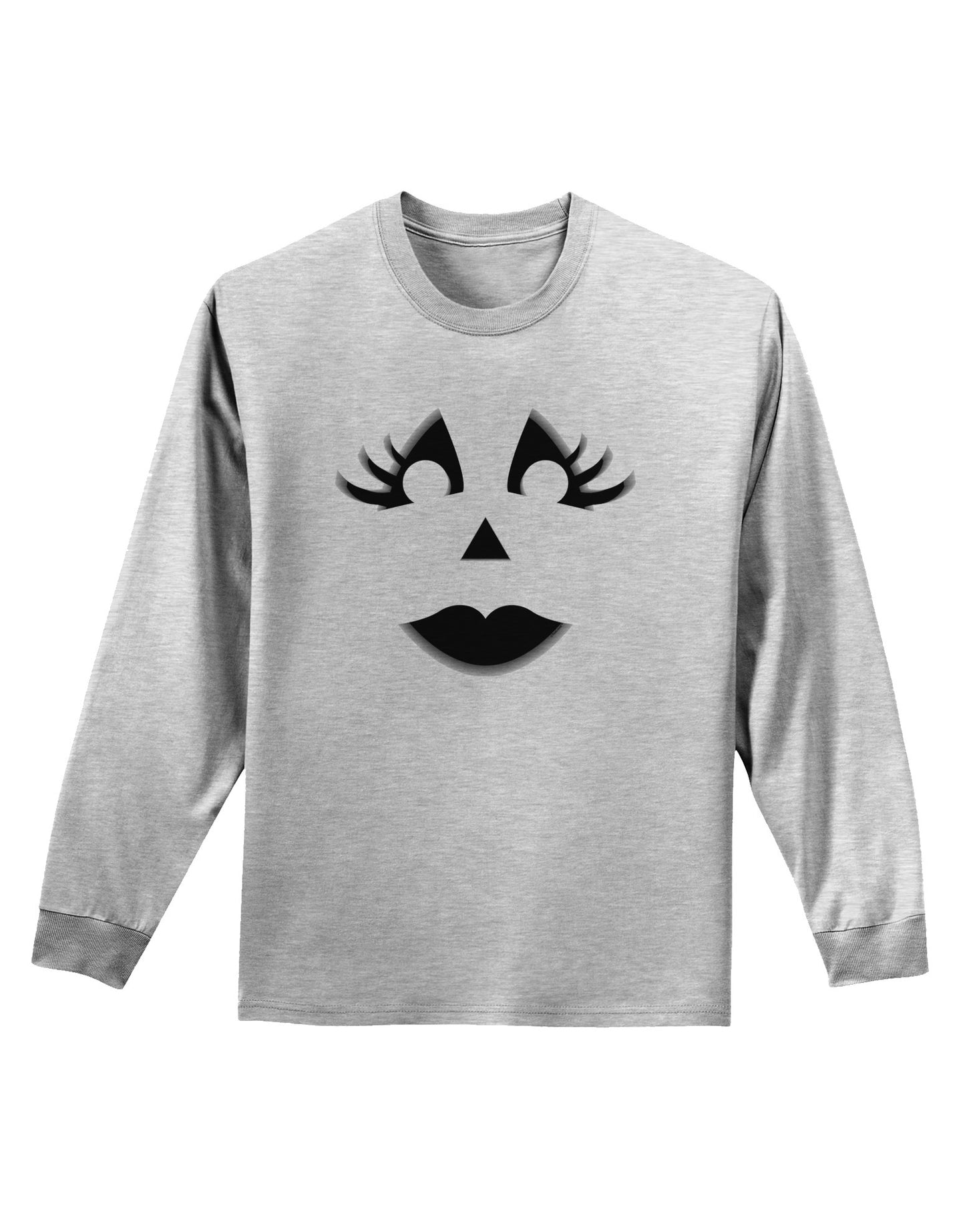 Woman Jack O Lantern Pumpkin Face Adult Long Sleeve Shirt-Long Sleeve Shirt-TooLoud-AshGray-Small-Davson Sales