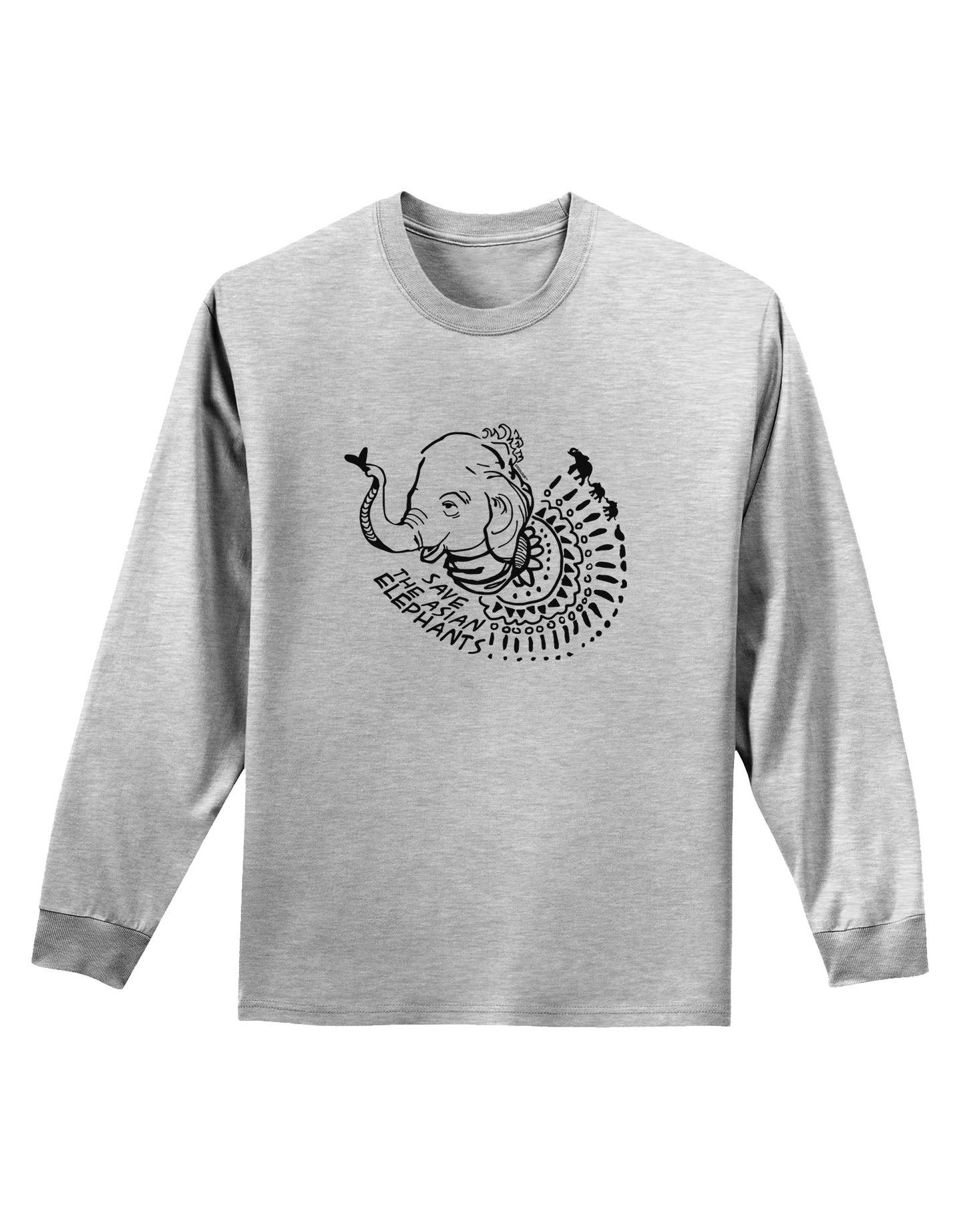 TooLoud Save the Asian Elephants Adult Long Sleeve Shirt-Long Sleeve Shirt-TooLoud-AshGray-Small-Davson Sales