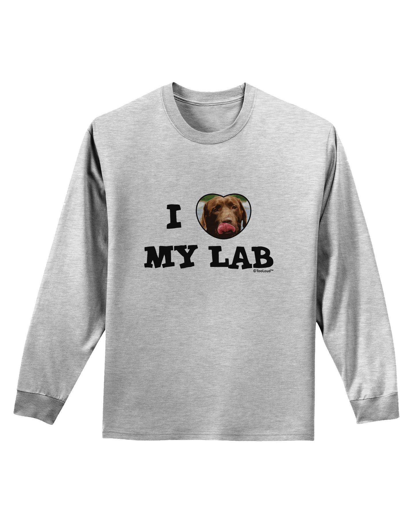 I Heart My Lab Adult Long Sleeve Shirt-Long Sleeve Shirt-TooLoud-AshGray-Small-Davson Sales