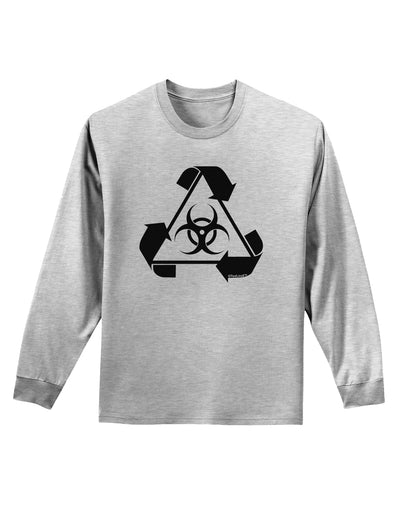 Recycle Biohazard Sign Black and White Adult Long Sleeve Shirt by TooLoud-Long Sleeve Shirt-TooLoud-AshGray-Small-Davson Sales