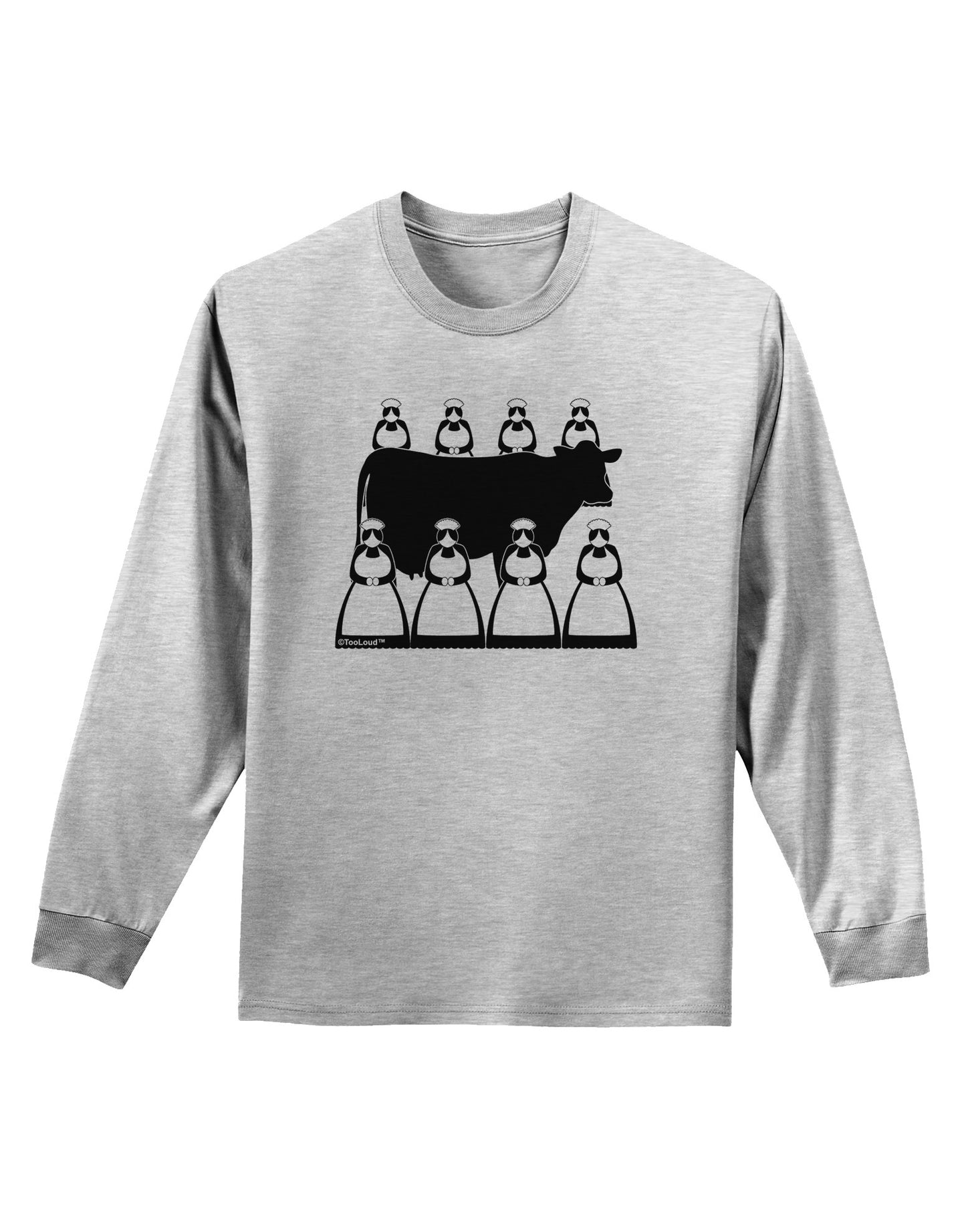 Eight Maids A Milking Adult Long Sleeve Shirt-Long Sleeve Shirt-TooLoud-AshGray-Small-Davson Sales