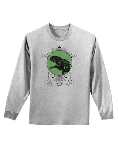 Jurassic Dinosaur Face Adult Long Sleeve Shirt by TooLoud-Long Sleeve Shirt-TooLoud-AshGray-Small-Davson Sales