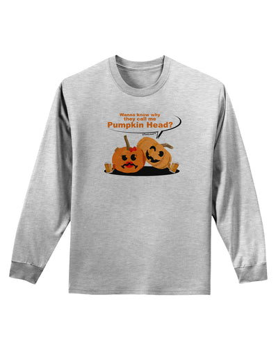 Pumpkin Head Adult Long Sleeve Shirt-Long Sleeve Shirt-TooLoud-AshGray-Small-Davson Sales