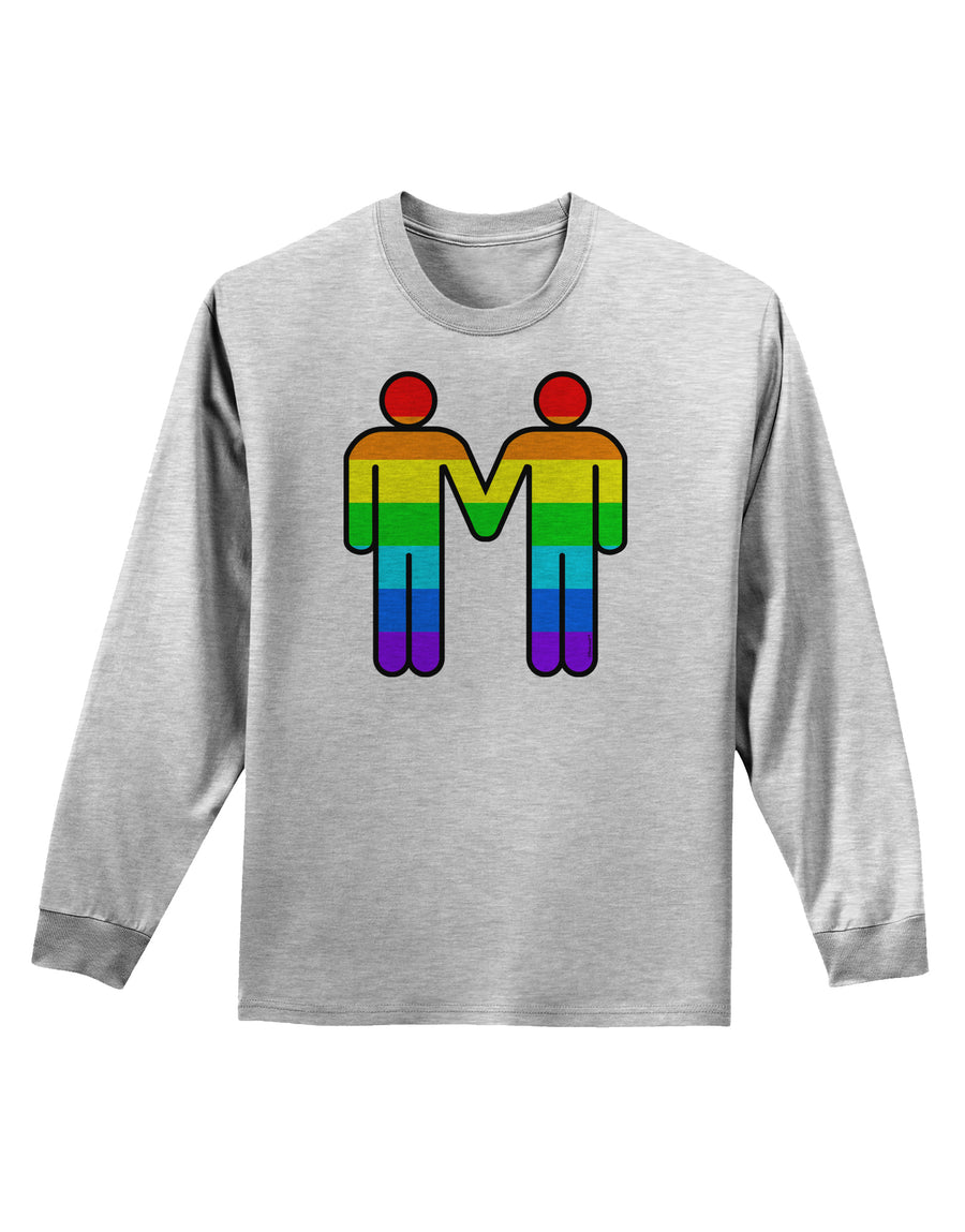 Rainbow Gay Men Holding Hands Adult Long Sleeve Shirt-TooLoud-White-Small-Davson Sales