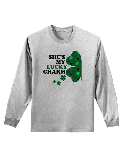 She's My Lucky Charm - Left Adult Long Sleeve Shirt-Long Sleeve Shirt-TooLoud-AshGray-Small-Davson Sales