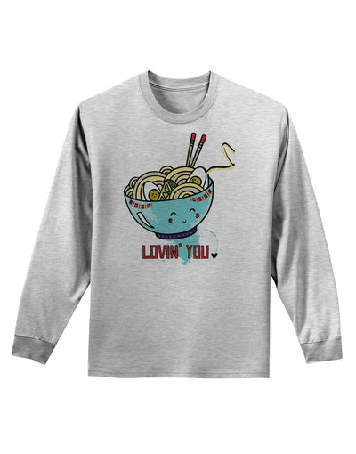 TooLoud Matching Lovin You Blue Pho Bowl Adult Long Sleeve Shirt-Long Sleeve Shirt-TooLoud-AshGray-Small-Davson Sales
