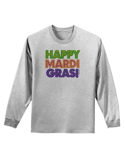 Happy Mardi Gras Text Adult Long Sleeve Shirt by TooLoud-Long Sleeve Shirt-TooLoud-AshGray-Small-Davson Sales