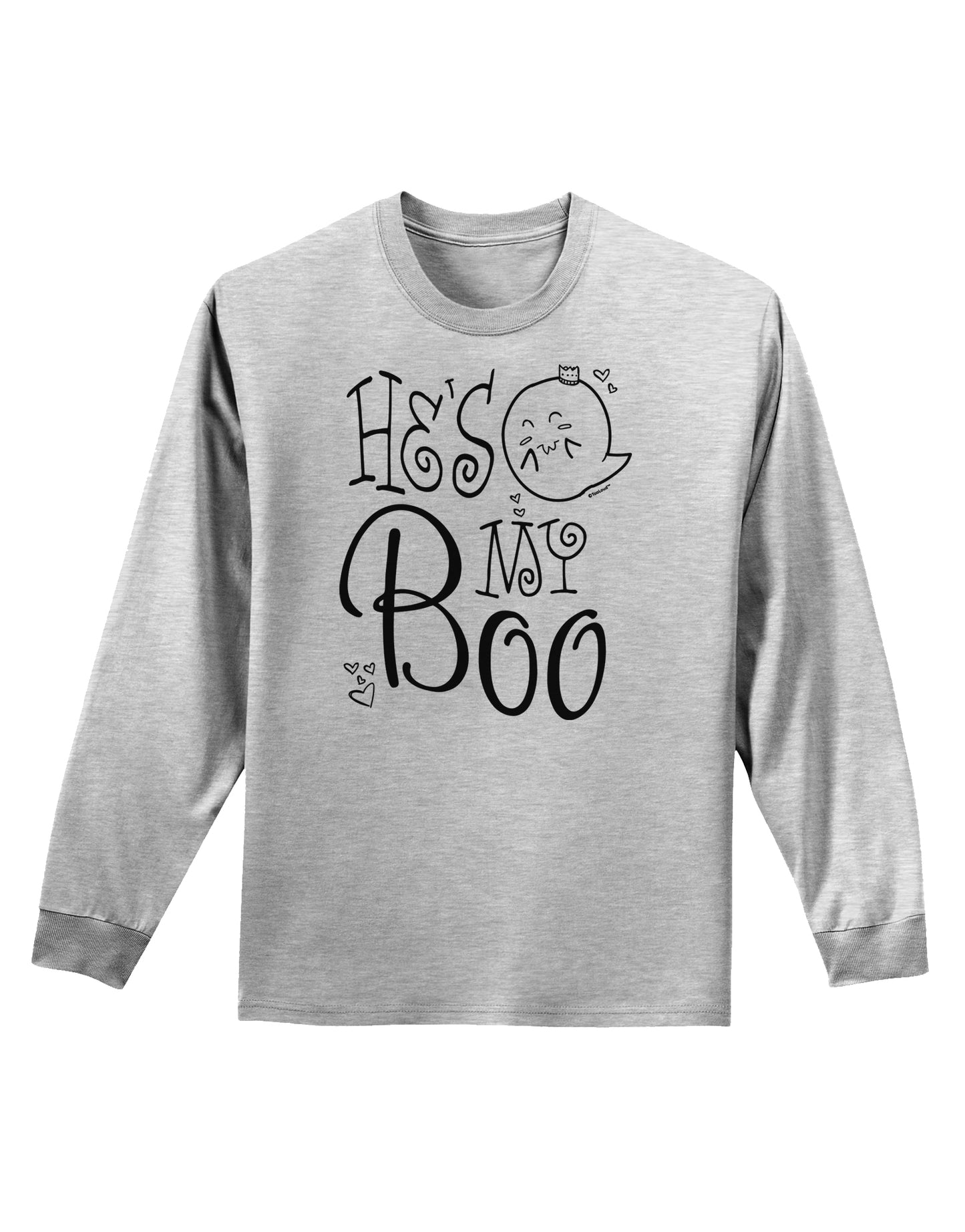 He's My Boo Adult Long Sleeve Shirt-Long Sleeve Shirt-TooLoud-AshGray-Small-Davson Sales
