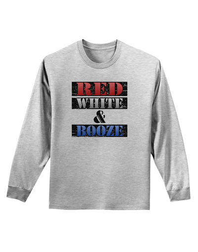 Red White & Booze Adult Long Sleeve Shirt-Long Sleeve Shirt-TooLoud-AshGray-Small-Davson Sales