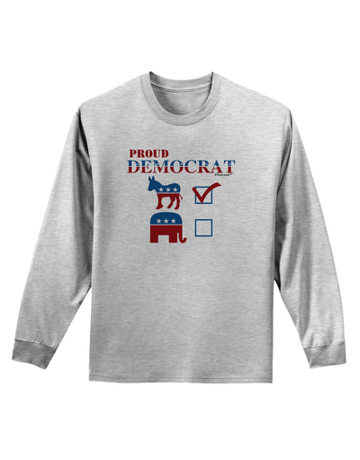 Proud Democrat Checkmark Adult Long Sleeve Shirt-Long Sleeve Shirt-TooLoud-AshGray-Small-Davson Sales