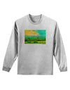 Mountain Sunset Watercolor Adult Long Sleeve Shirt-Long Sleeve Shirt-TooLoud-AshGray-Small-Davson Sales